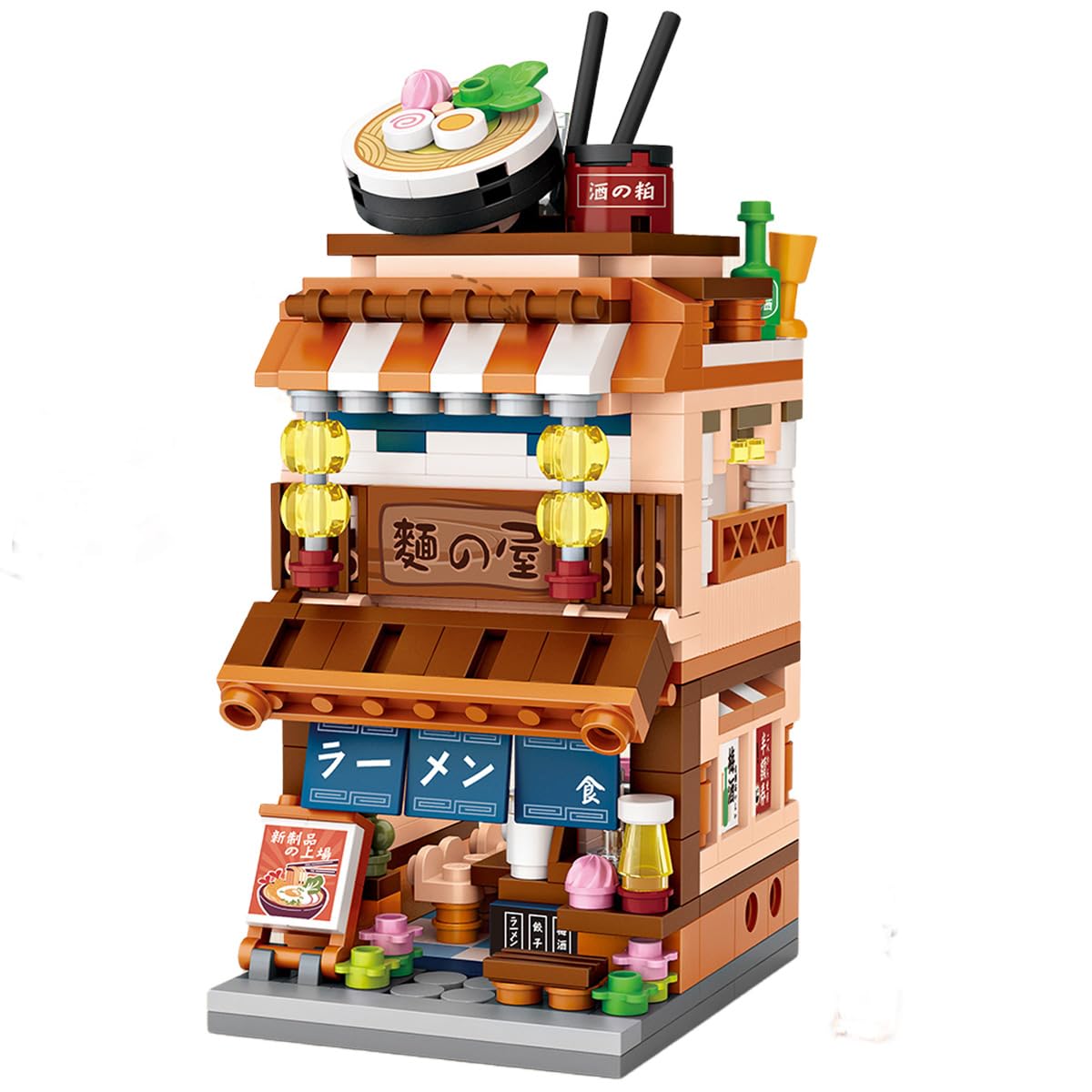 Japanese Ramen Shop Mini Building Blocks Set (412 Pieces) - noziaa Creative Street View Model for Kids & Adults