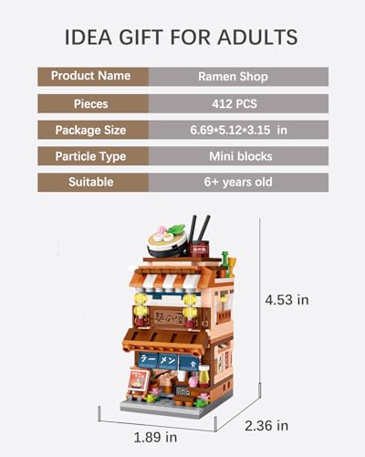 Japanese Ramen Shop Mini Building Blocks Set (412 Pieces) - noziaa Creative Street View Model for Kids & Adults