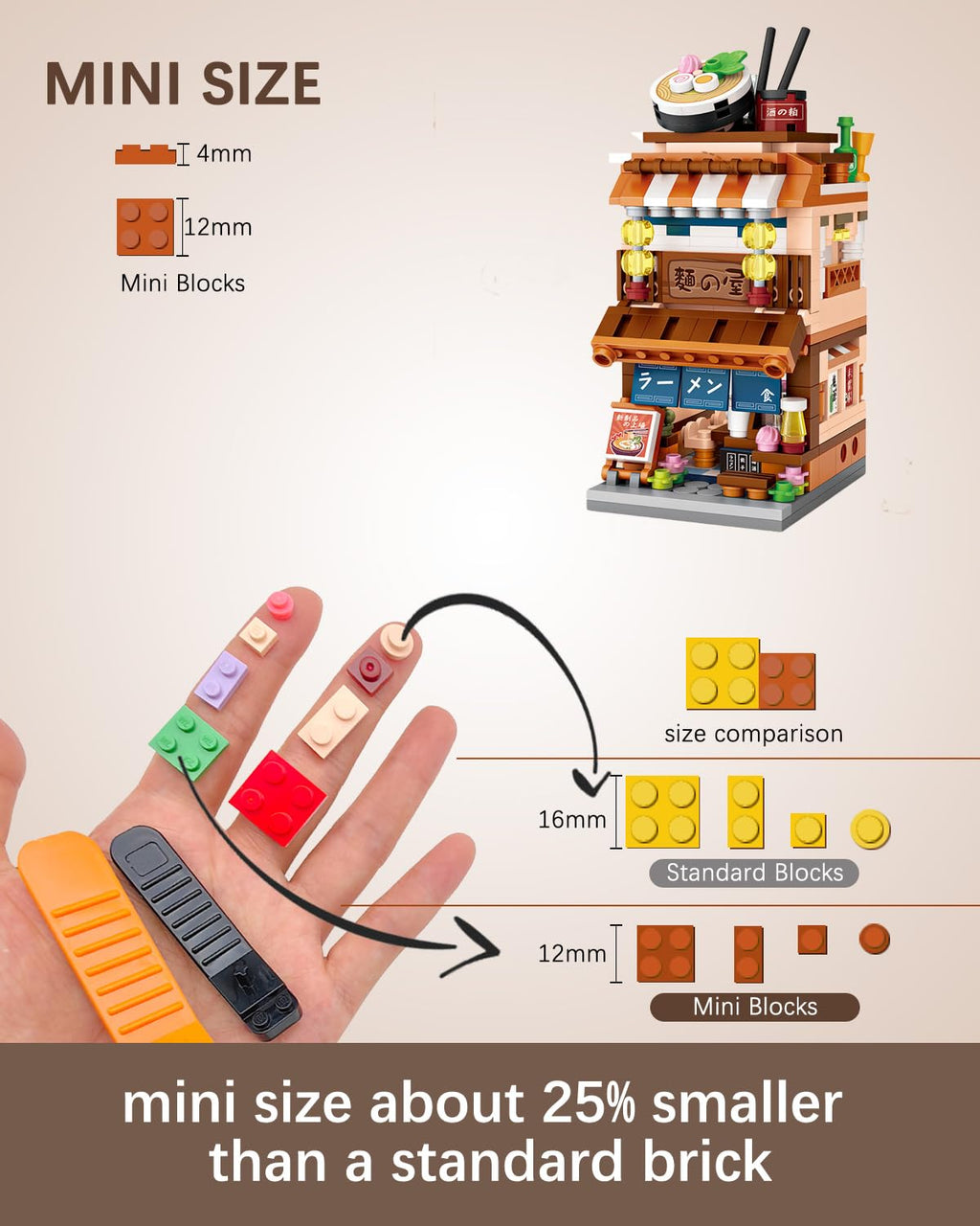Japanese Ramen Shop Mini Building Blocks Set (412 Pieces) - noziaa Creative Street View Model for Kids & Adults