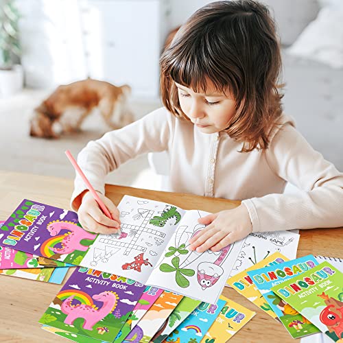 JAPBOR 24-Pack Dinosaur Coloring Books for Kids: Mini Activity Booklets with Mazes & Dot-to-Dot, Bulk Party Favors