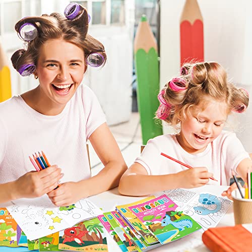 JAPBOR 24-Pack Dinosaur Coloring Books for Kids: Mini Activity Booklets with Mazes & Dot-to-Dot, Bulk Party Favors