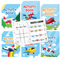 JAPBOR 24-Pack Mini Airplane Coloring Books for Kids Party Favors - 6 Designs, Activity Games Included