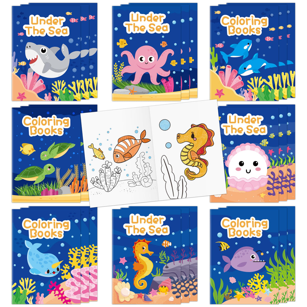 JAPBOR Ocean Animals Coloring Books – 24 Mini Under the Sea Colouring Books for Party Favors, DIY Art, and Classroom Activities