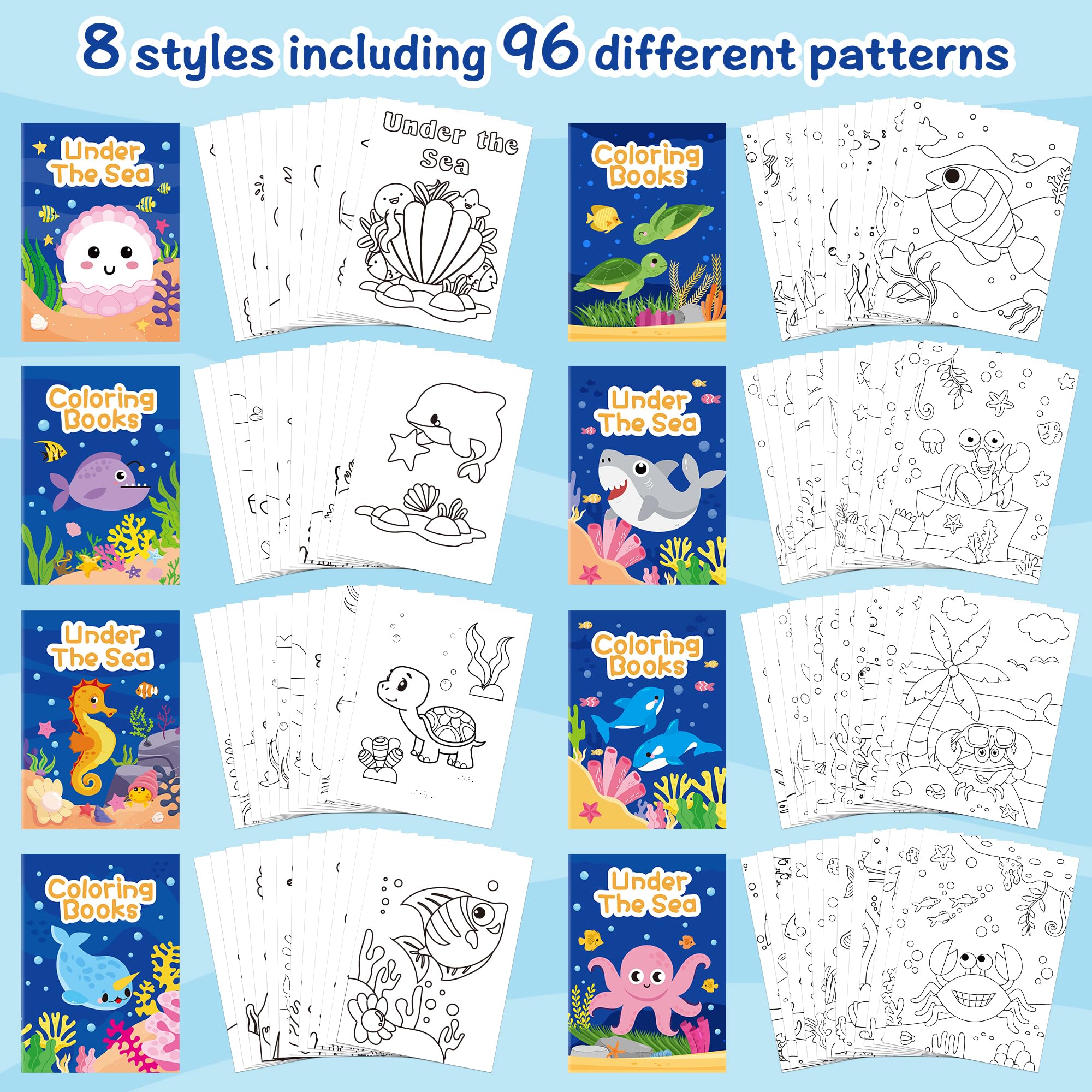 JAPBOR Ocean Animals Coloring Books – 24 Mini Under the Sea Colouring Books for Party Favors, DIY Art, and Classroom Activities