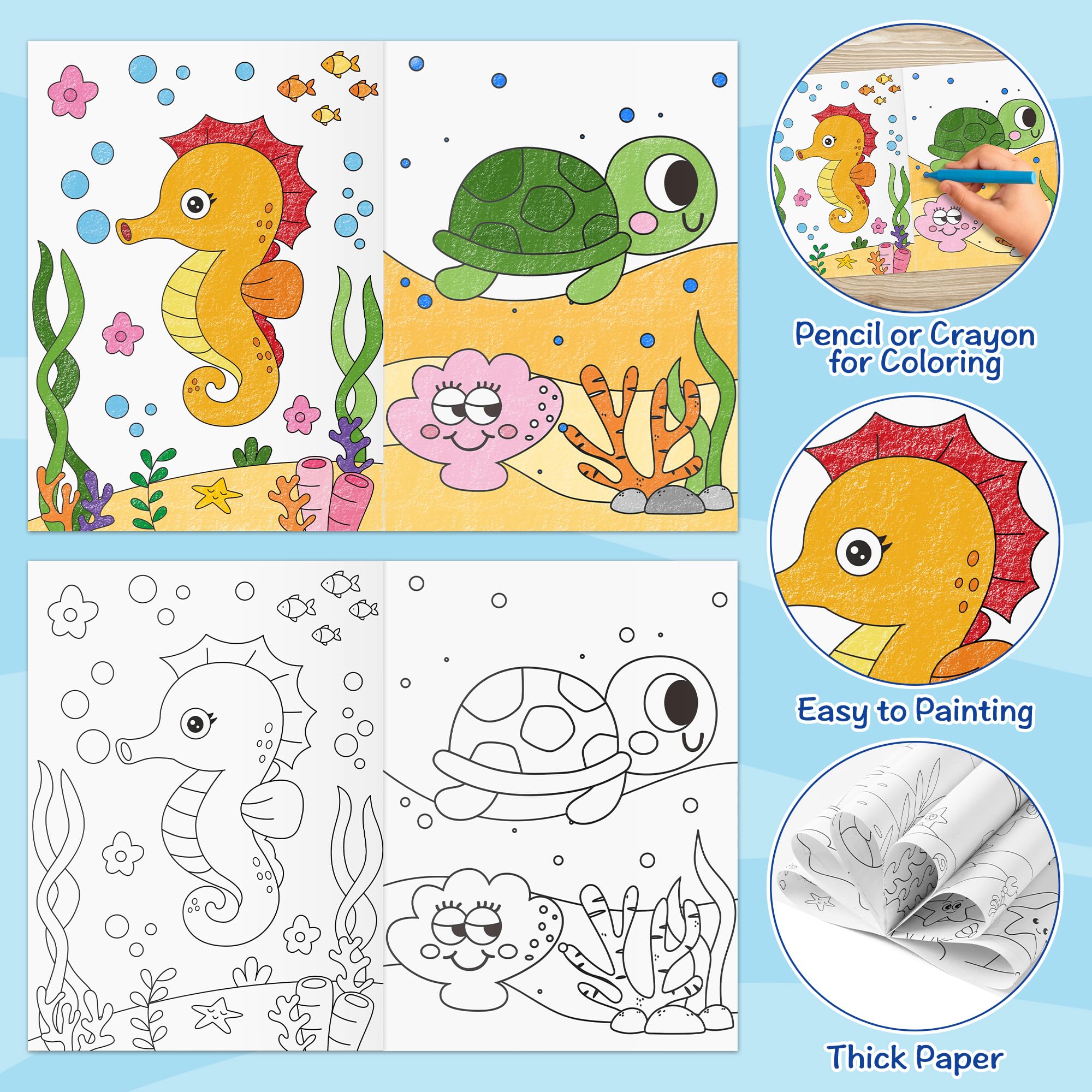 JAPBOR Ocean Animals Coloring Books – 24 Mini Under the Sea Colouring Books for Party Favors, DIY Art, and Classroom Activities