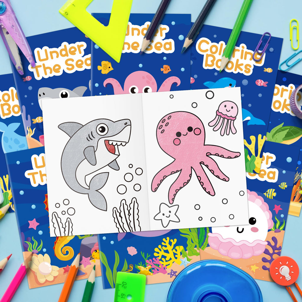 JAPBOR Ocean Animals Coloring Books – 24 Mini Under the Sea Colouring Books for Party Favors, DIY Art, and Classroom Activities