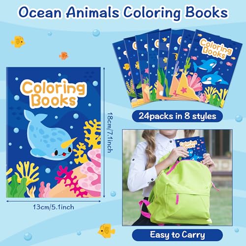 JAPBOR Ocean Animals Coloring Books – 24 Mini Under the Sea Colouring Books for Party Favors, DIY Art, and Classroom Activities