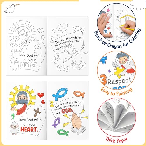 JAPBOR Ten Commandments Coloring Books – 24 Pack Bulk Christian Sunday School Crafts for Kids