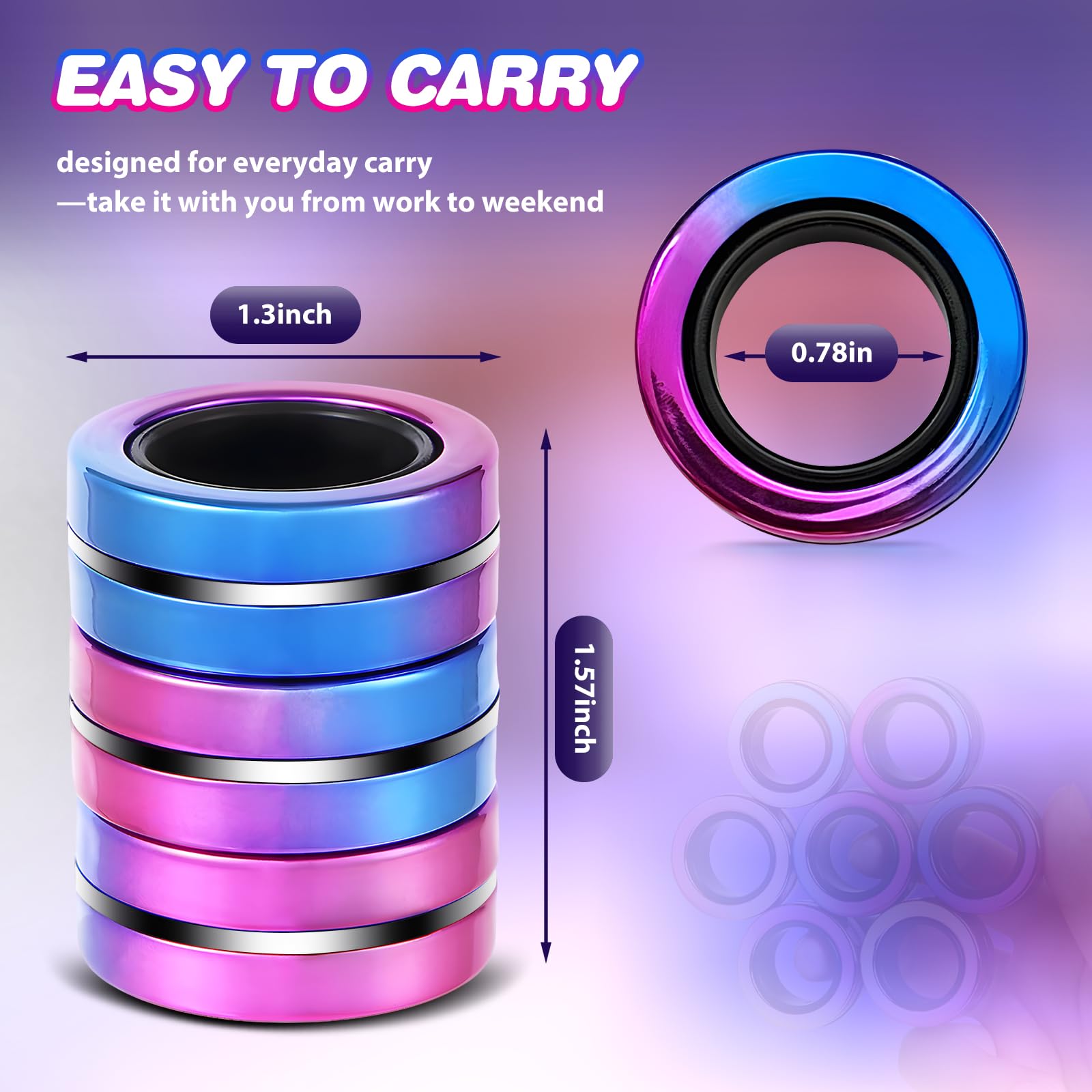Jawhock 9 Pack Magnetic Fidget Rings for Adults & Kids – ADHD Sensory Toys for Stress Relief