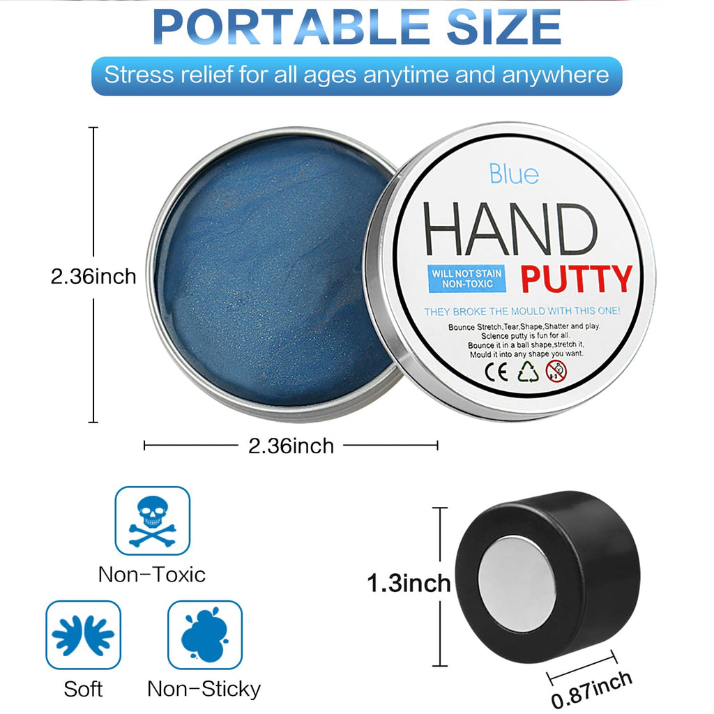 JAYEE Blue Magnetic Slime Putty – Larger Magnet, Nontoxic Silicone Stress Relief Toy for Kids & Adults