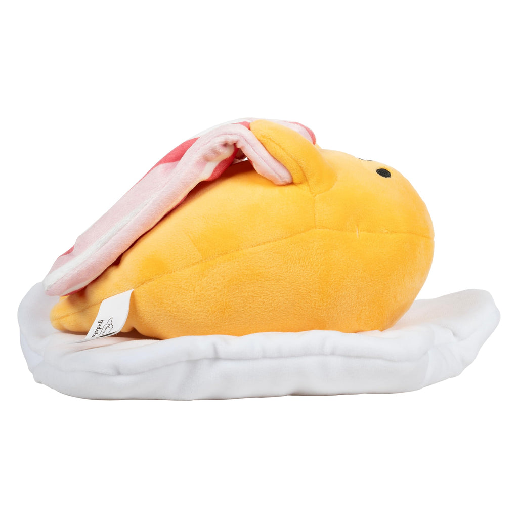 Jazwares 8-Inch Gudetama Squishy Plush with Bacon Blanket – Officially Licensed Sanrio Plush Toy