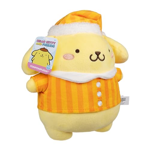Jazwares 8-Inch Pompompurin Pajama Party Plush – Officially Licensed Sanrio Plush Toy for Ages 6+