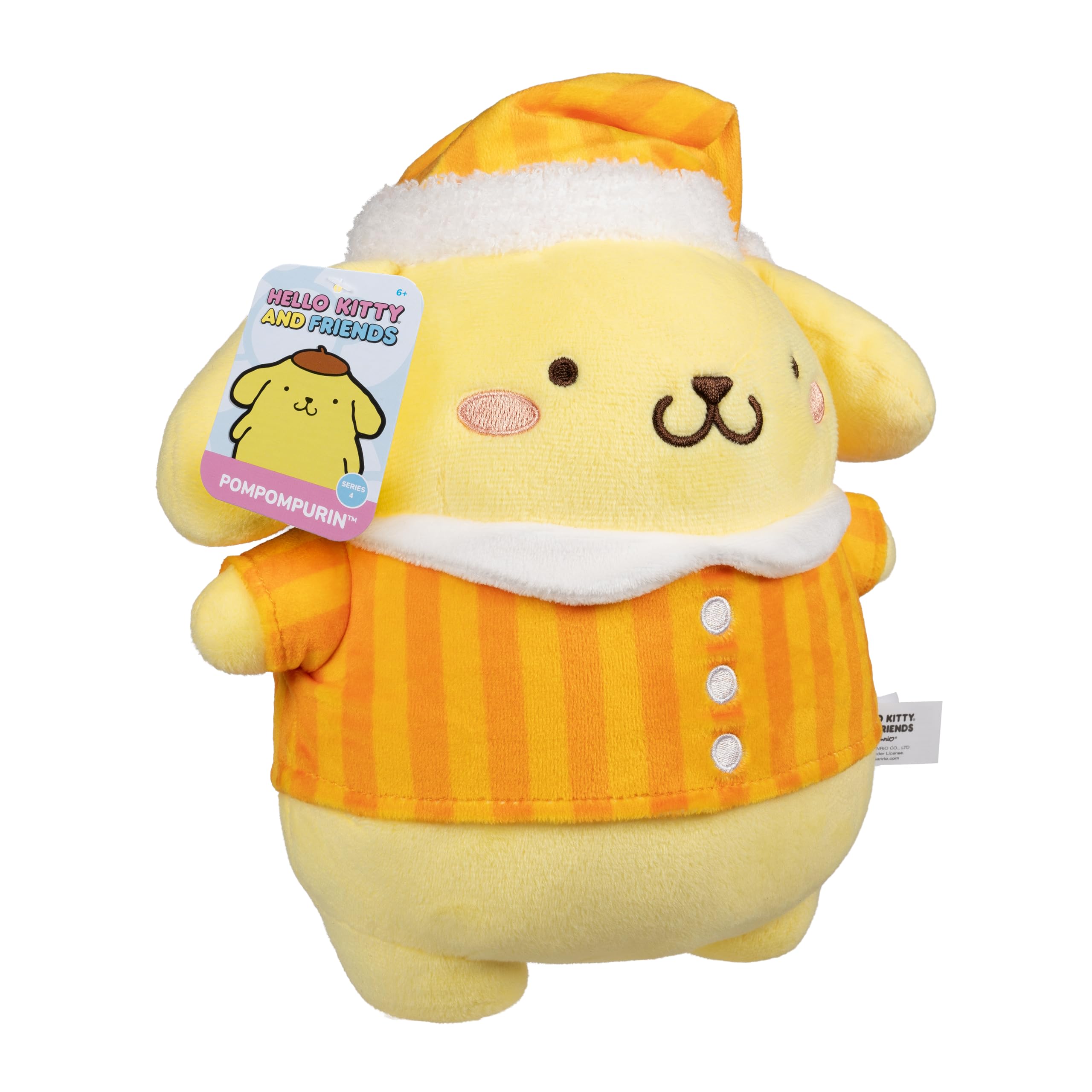 Jazwares 8-Inch Pompompurin Pajama Party Plush – Officially Licensed Sanrio Plush Toy for Ages 6+