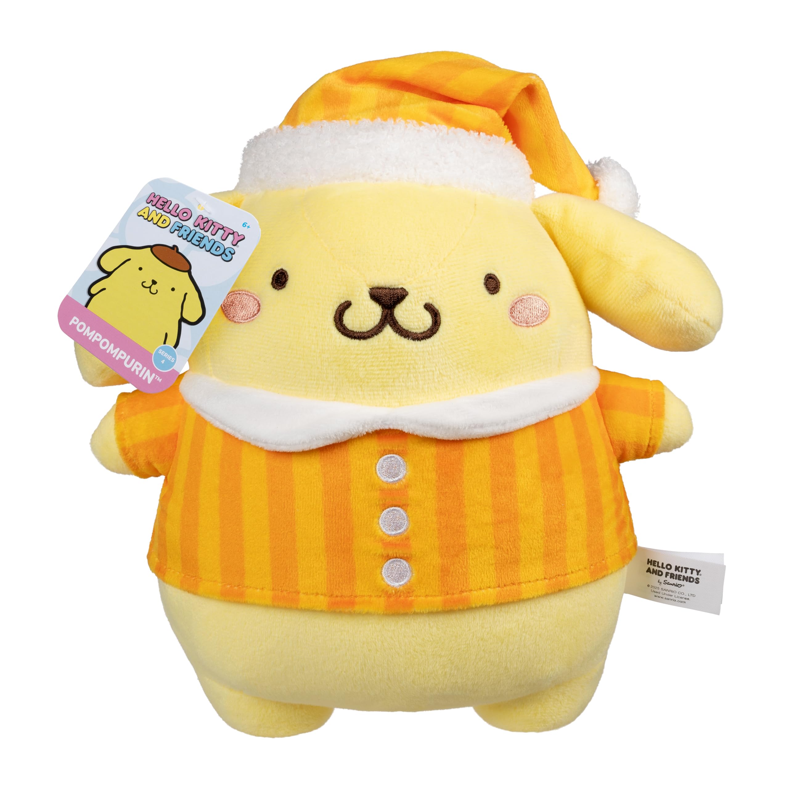Jazwares 8-Inch Pompompurin Pajama Party Plush – Officially Licensed Sanrio Plush Toy for Ages 6+