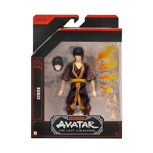 Jazwares Avatar: The Last Airbender Zuko (Book Three) 6.5-Inch Action Figure with Fire Bending Effect and Alternate Faceplate
