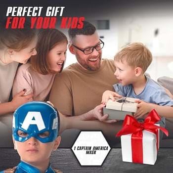 Jazwares Captain America Half Mask for Kids – Blue Superhero Mask with Molded Plastic and Elastic Band