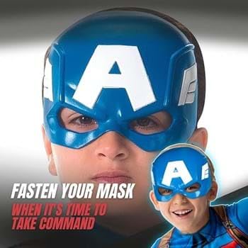 Jazwares Captain America Half Mask for Kids – Blue Superhero Mask with Molded Plastic and Elastic Band