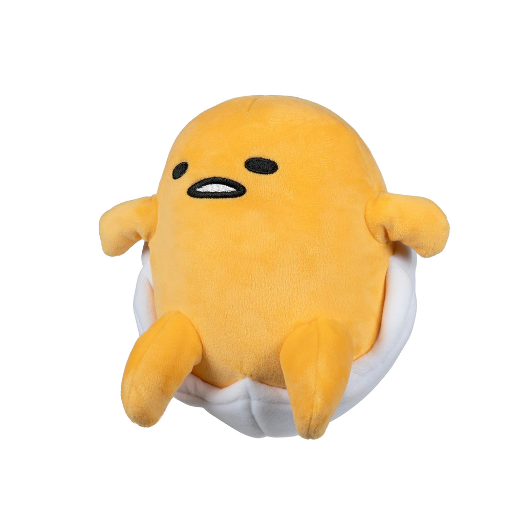 Jazwares Gudetama Squishy Plush - 8 Inch Sanrio Plush Relaxing in Egg Shell - Officially Licensed