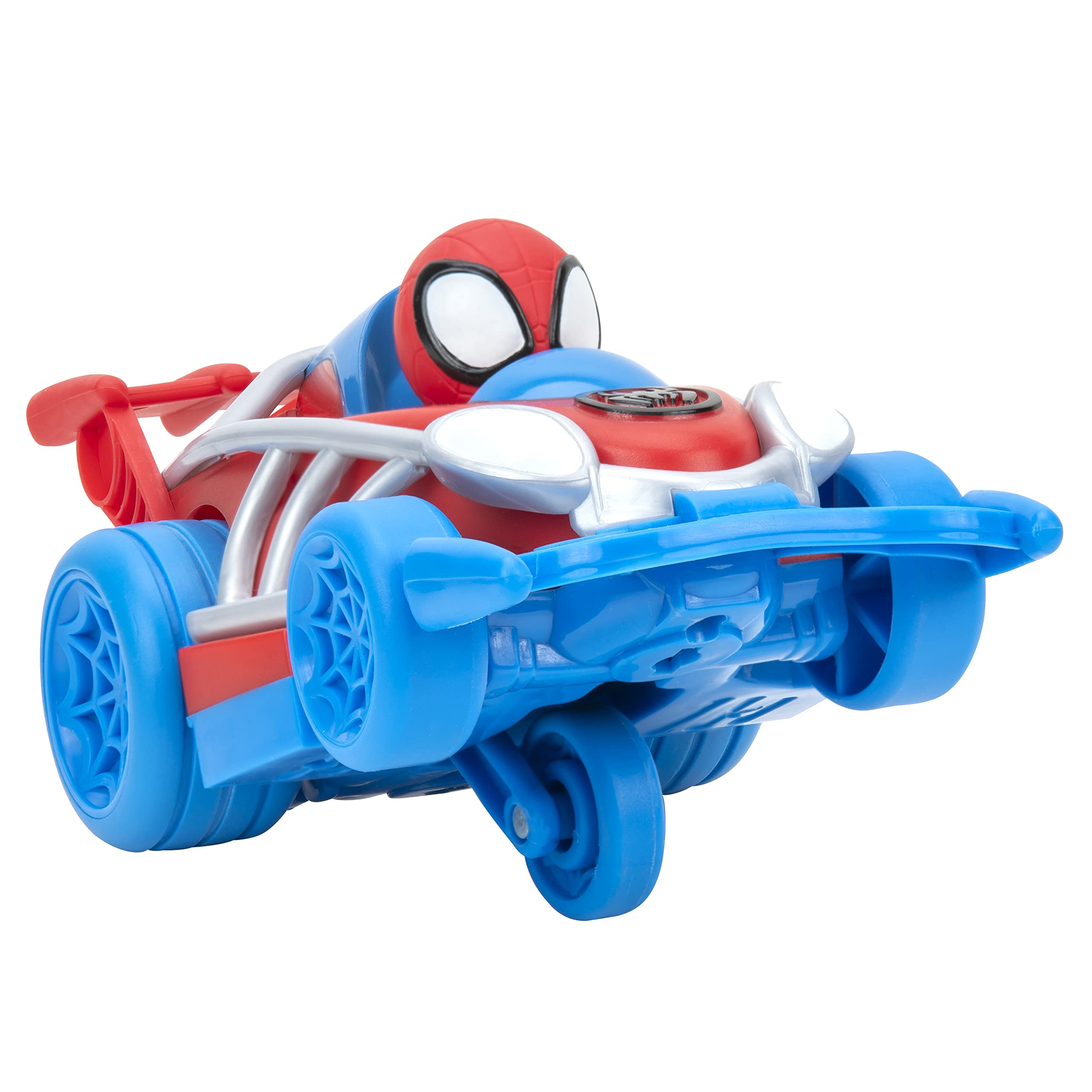 Jazwares Spidey and His Amazing Friends Webbed Wheelie Vehicle – Pull-Back Toy Car with Wheelie Action