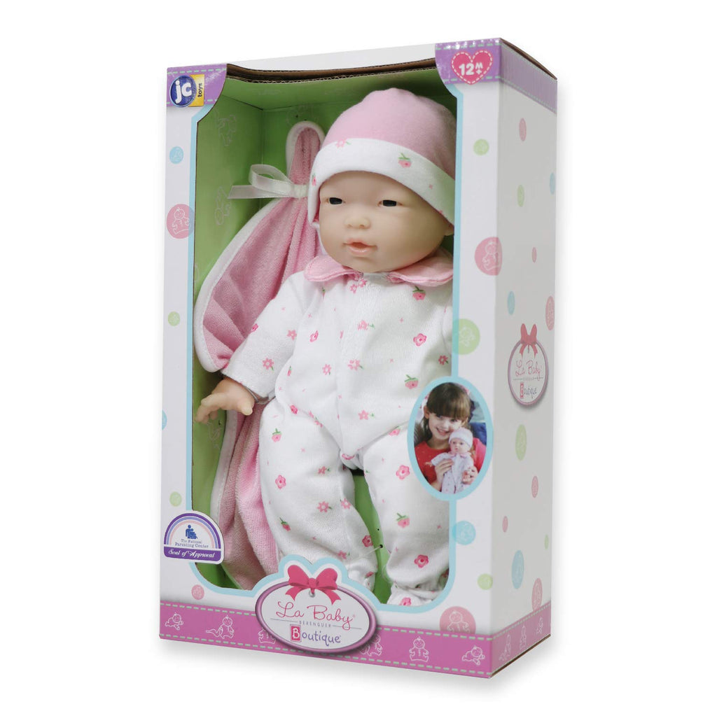 JC Toys Berenguer 11-Inch Asian La Baby Doll with Removable Outfit and Accessories