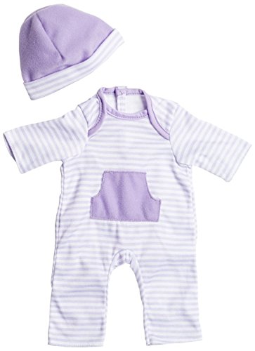 JC Toys Berenguer Boutique Purple Striped Onesie Set – Fits 14-18 Inch Dolls, Machine Washable