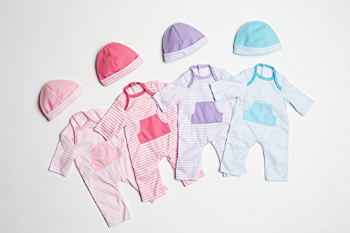 JC Toys Berenguer Boutique Purple Striped Onesie Set – Fits 14-18 Inch Dolls, Machine Washable