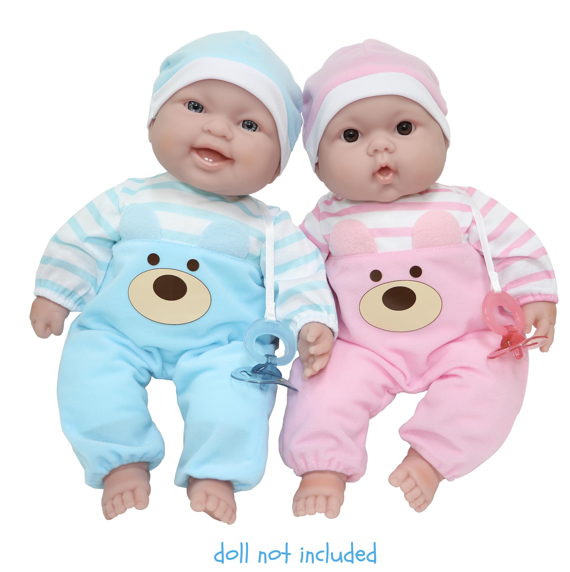 JC Toys Blue Bear Onesie for Dolls 12-14 Inches - Includes Hat and Pacifier