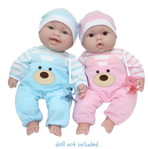 JC Toys Blue Bear Onesie for Dolls 12-14 Inches - Includes Hat and Pacifier