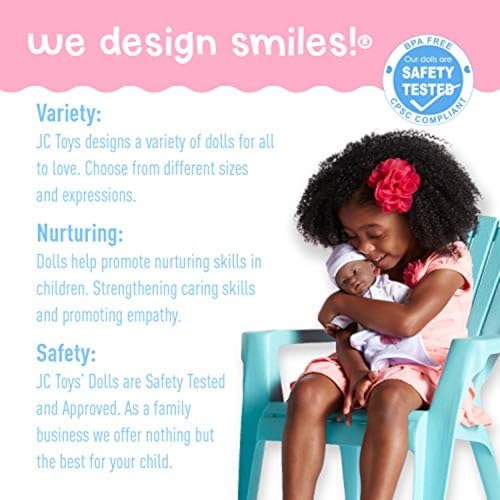 JC Toys La Baby African American 11-Inch Soft Baby Doll with Purple Outfit and Accessories for Toddlers 12 Months+