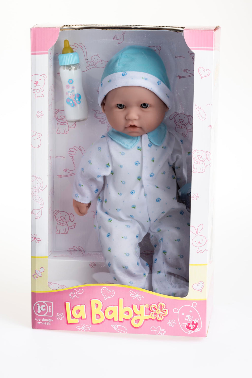 JC Toys La Baby Caucasian Baby Doll Set – 11-Inch Soft Body Doll with Removable Blue Outfit and Accessories