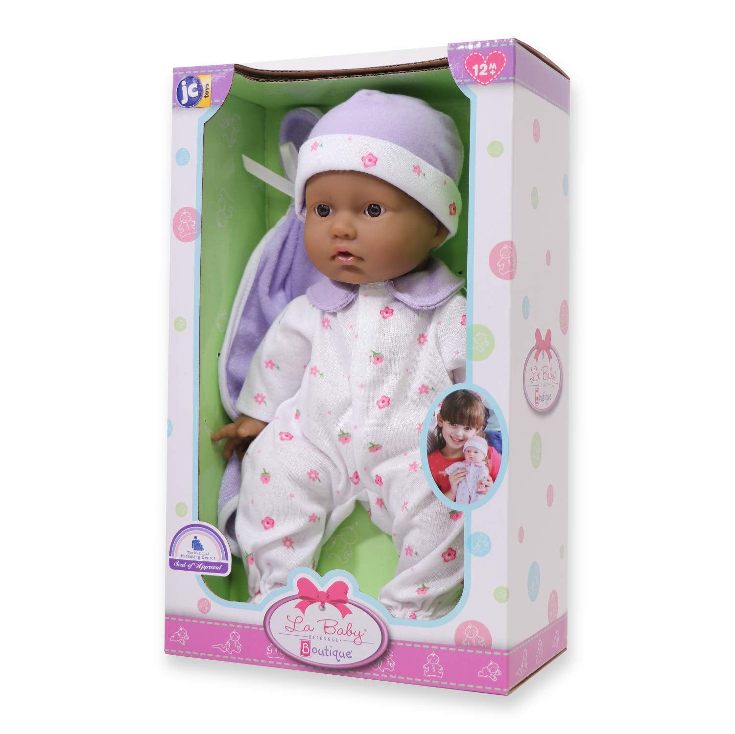 JC Toys La Baby Hispanic Baby Doll Set – 11 Inch Soft Body Doll with Removable Purple Outfit and Accessories for Toddlers 12 Months+