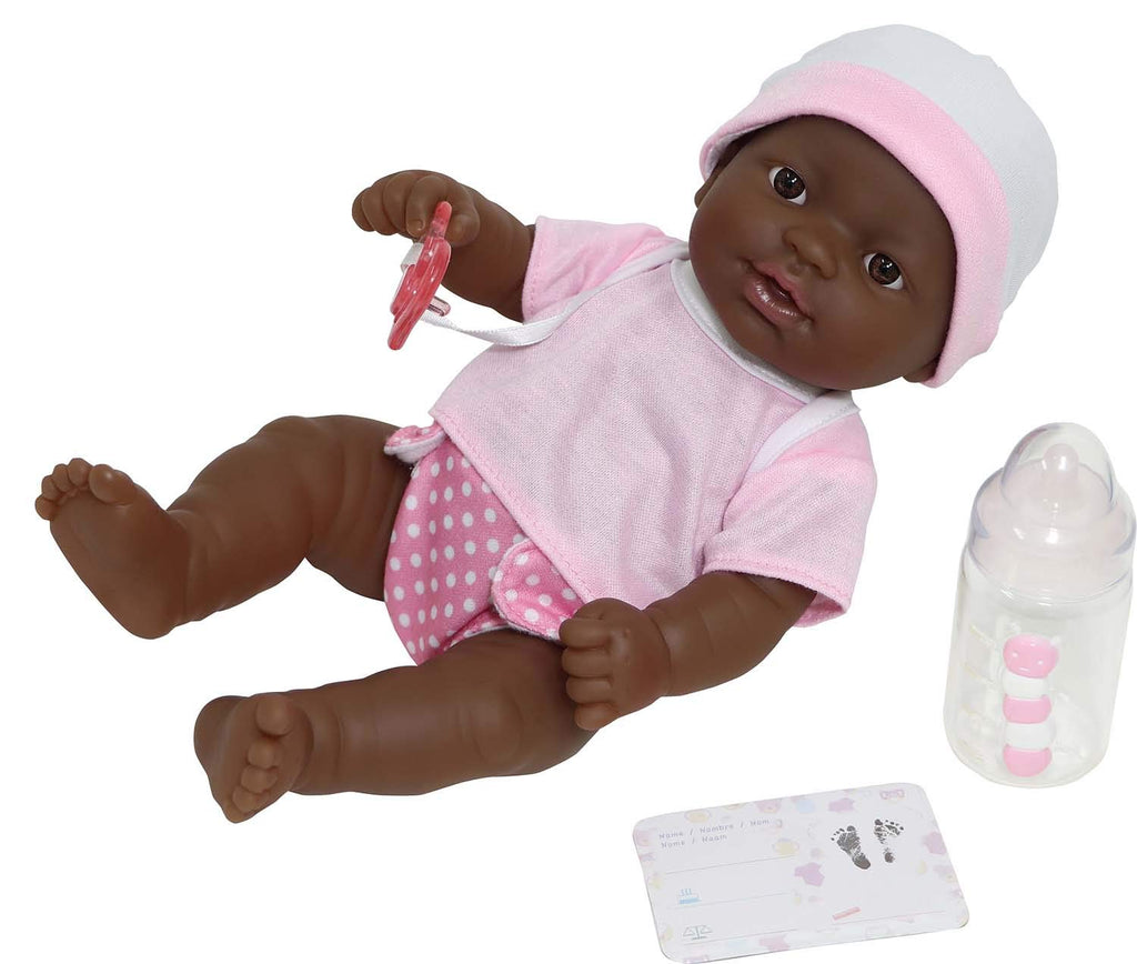 JC Toys La Newborn Nursery 7-Piece Doll Gift Set - 12" African American Baby Doll with Accessories, Pink, Ages 2+