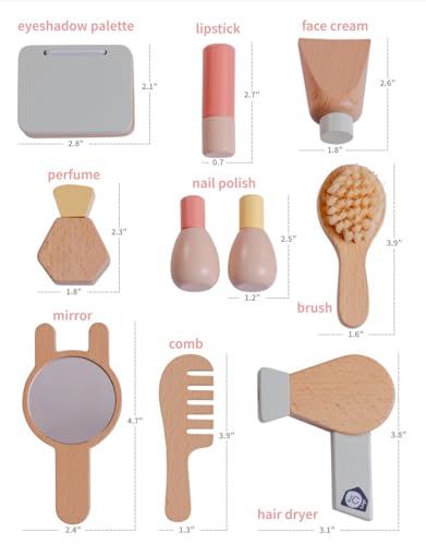 JC Toys Parfait Collection Real Wood 10-Piece Personal Care Set for Dolls & Stuffed Animals
