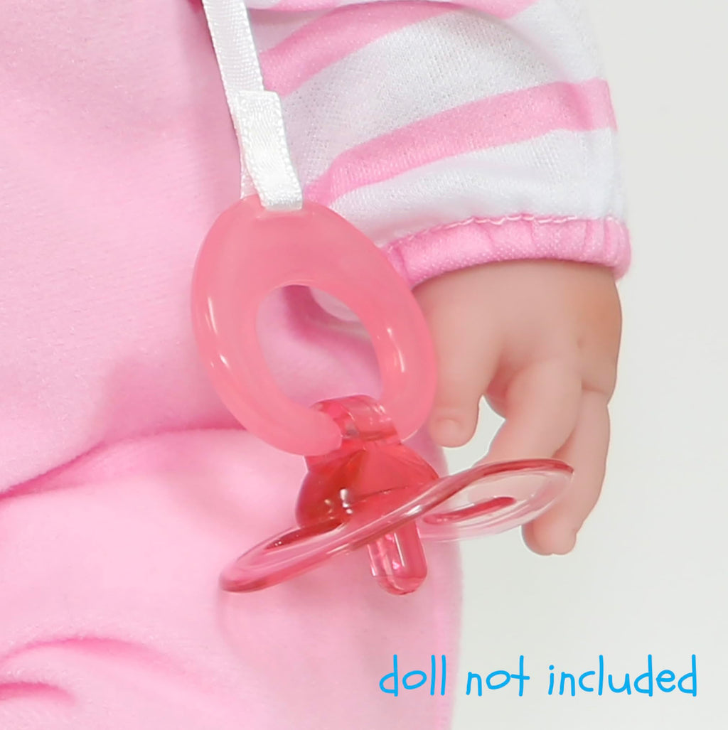 JC Toys Pink Bear Onesie Doll Outfit with Hat & Pacifier - Fits 12-14 Inch Dolls