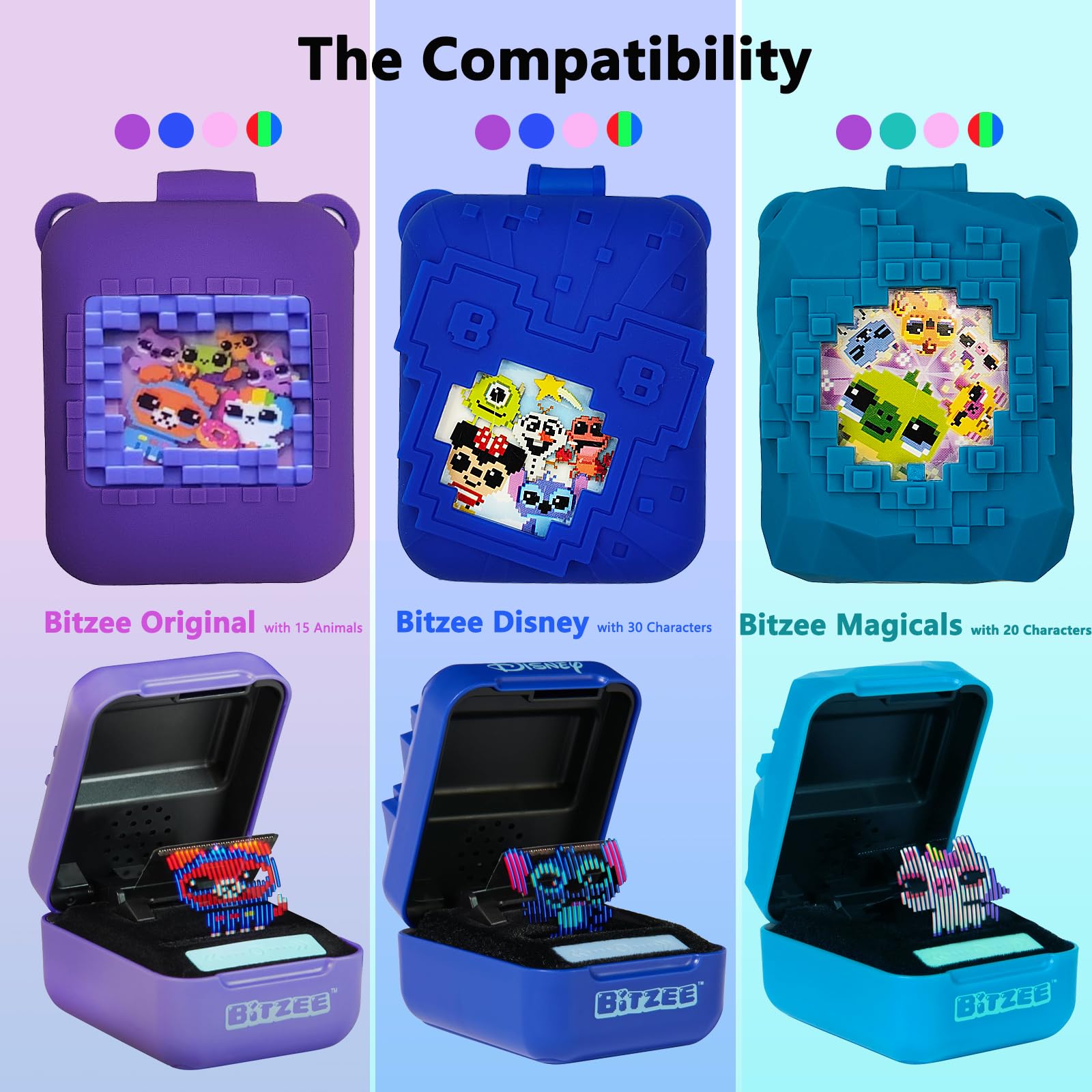 JCHPINE Blue Silicone Cover Case for Bitzee Disney Interactive Digital Pet with Hand Strap