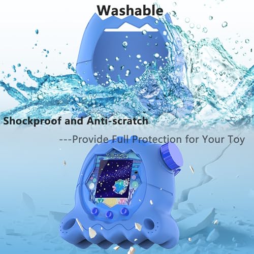 JCHPINE Blue Silicone Cover Case for Tamagotchi Paradise with Screen Protector and Lanyard – Stand-Up Protective Shell