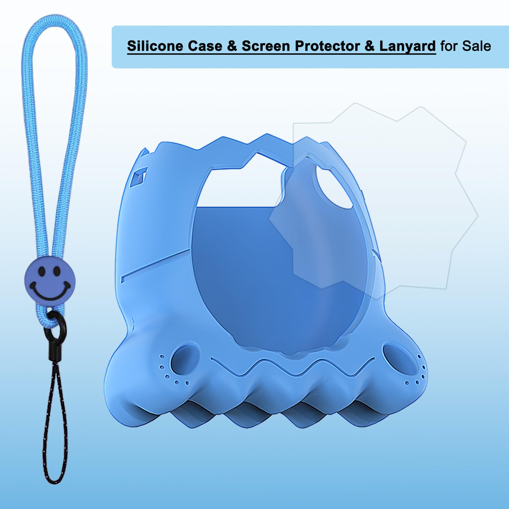JCHPINE Blue Silicone Cover Case for Tamagotchi Paradise with Screen Protector and Lanyard – Stand-Up Protective Shell