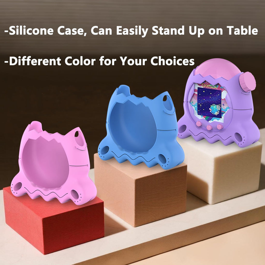 JCHPINE Pink Silicone Case for Tamagotchi Paradise with Stand, Screen Protector, and Lanyard