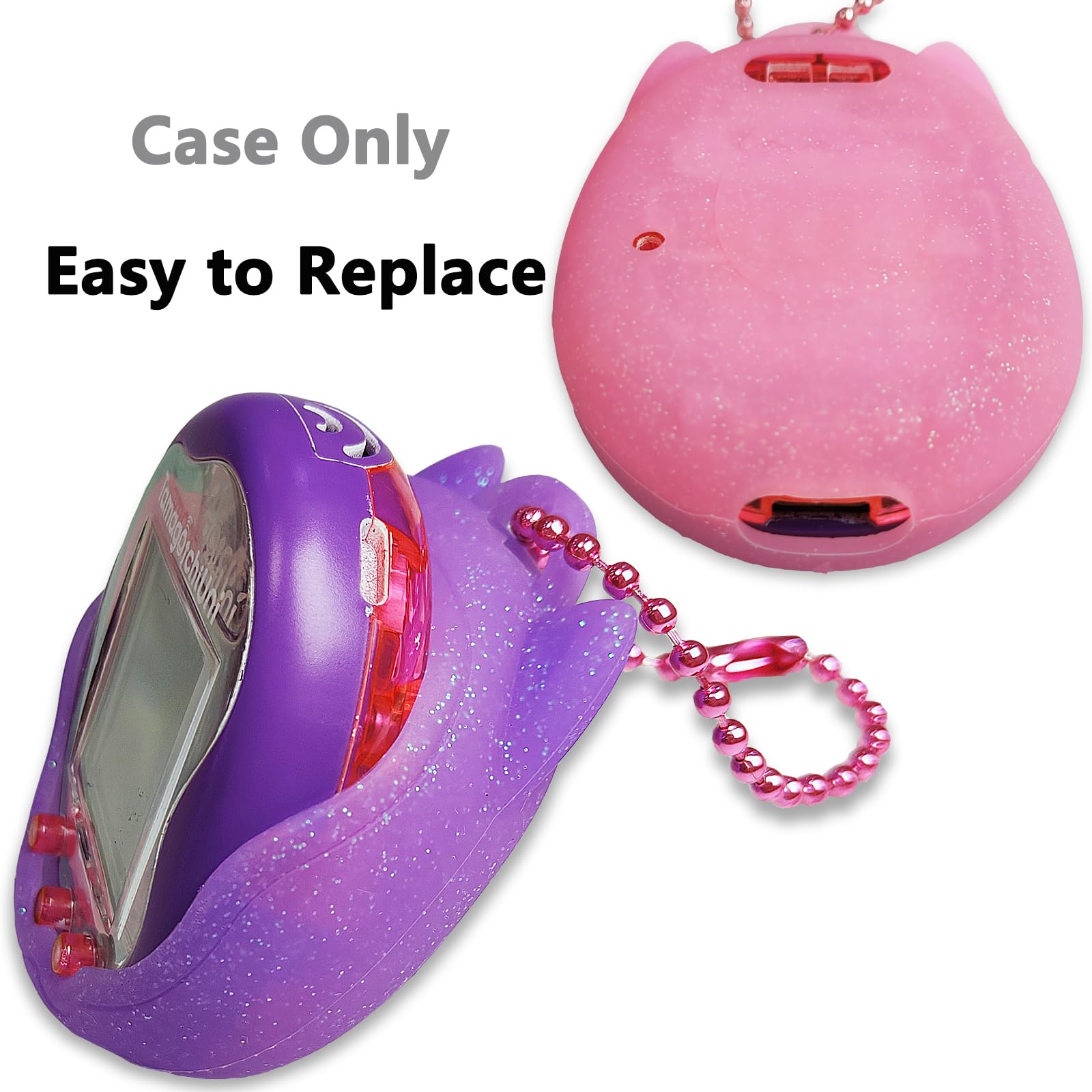 JCHPINE Pink Silicone Case + Screen Protector for Tamagotchi Uni (Includes Lanyard Replacement)