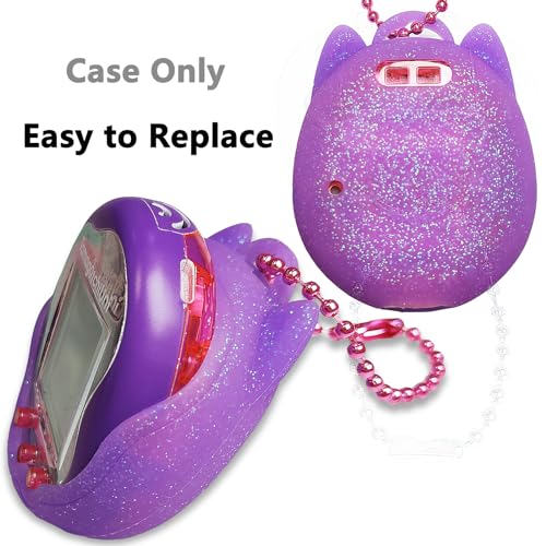 JCHPINE Purple Silicone Case and Screen Protector for Tamagotchi Uni with Color Chain