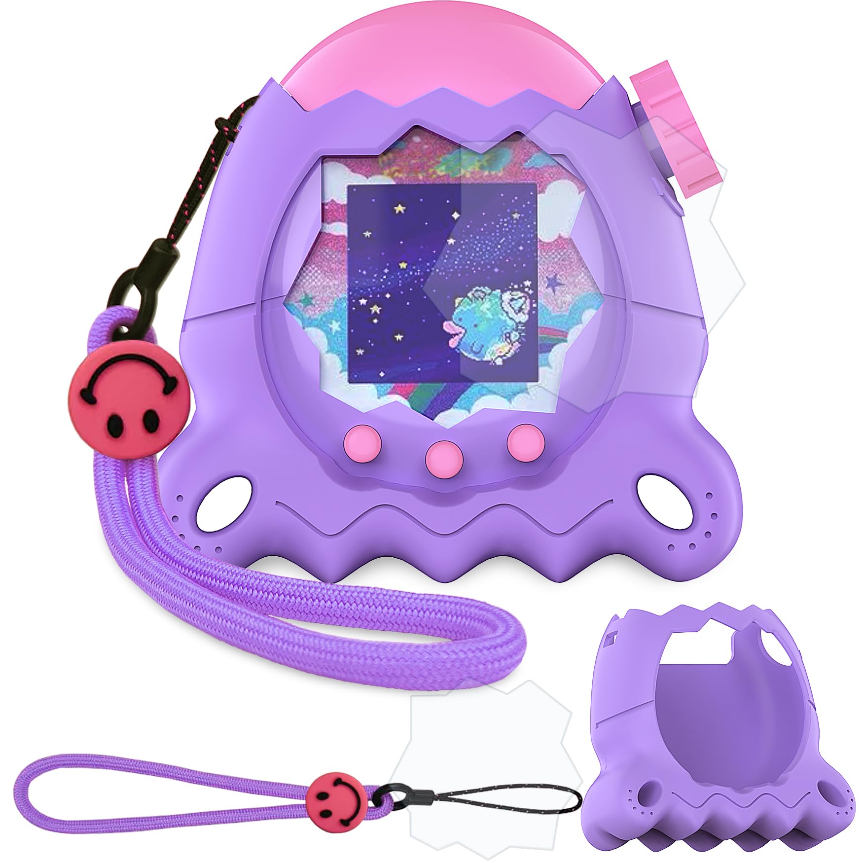 JCHPINE Purple Silicone Cover for Tamagotchi Paradise with Stand, Screen Protector & Lanyard