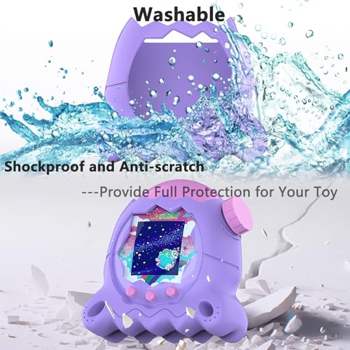 JCHPINE Purple Silicone Cover for Tamagotchi Paradise with Stand, Screen Protector & Lanyard