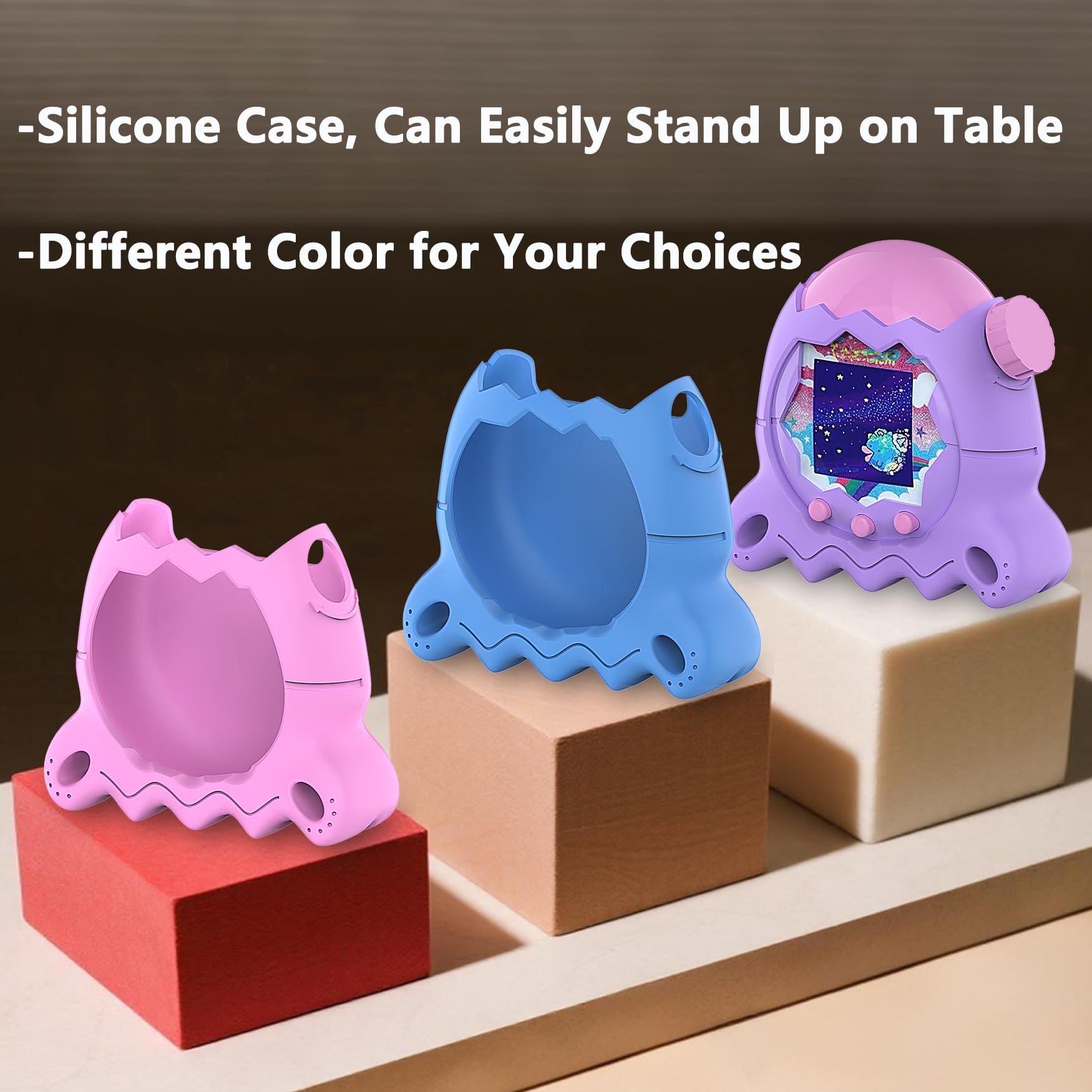 JCHPINE Purple Silicone Cover for Tamagotchi Paradise with Stand, Screen Protector & Lanyard