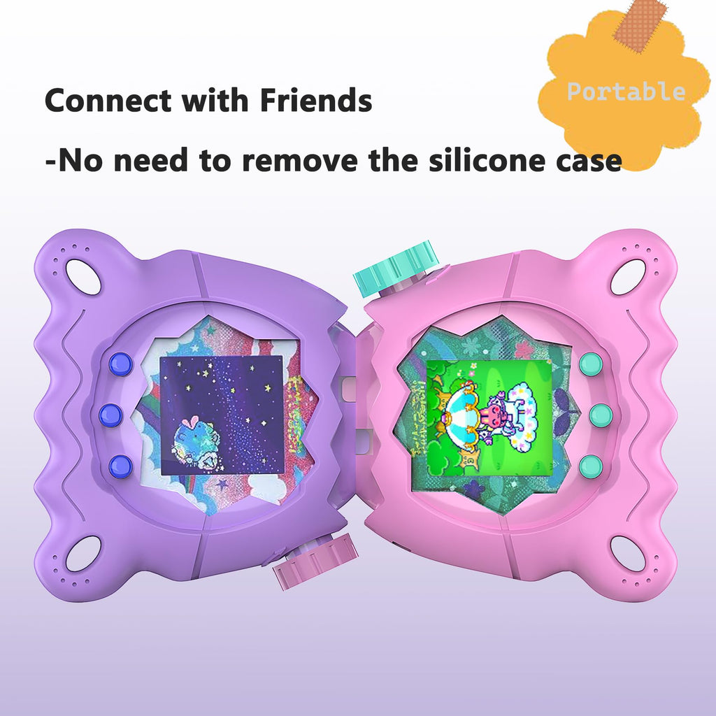 JCHPINE Purple Silicone Cover for Tamagotchi Paradise with Stand, Screen Protector & Lanyard
