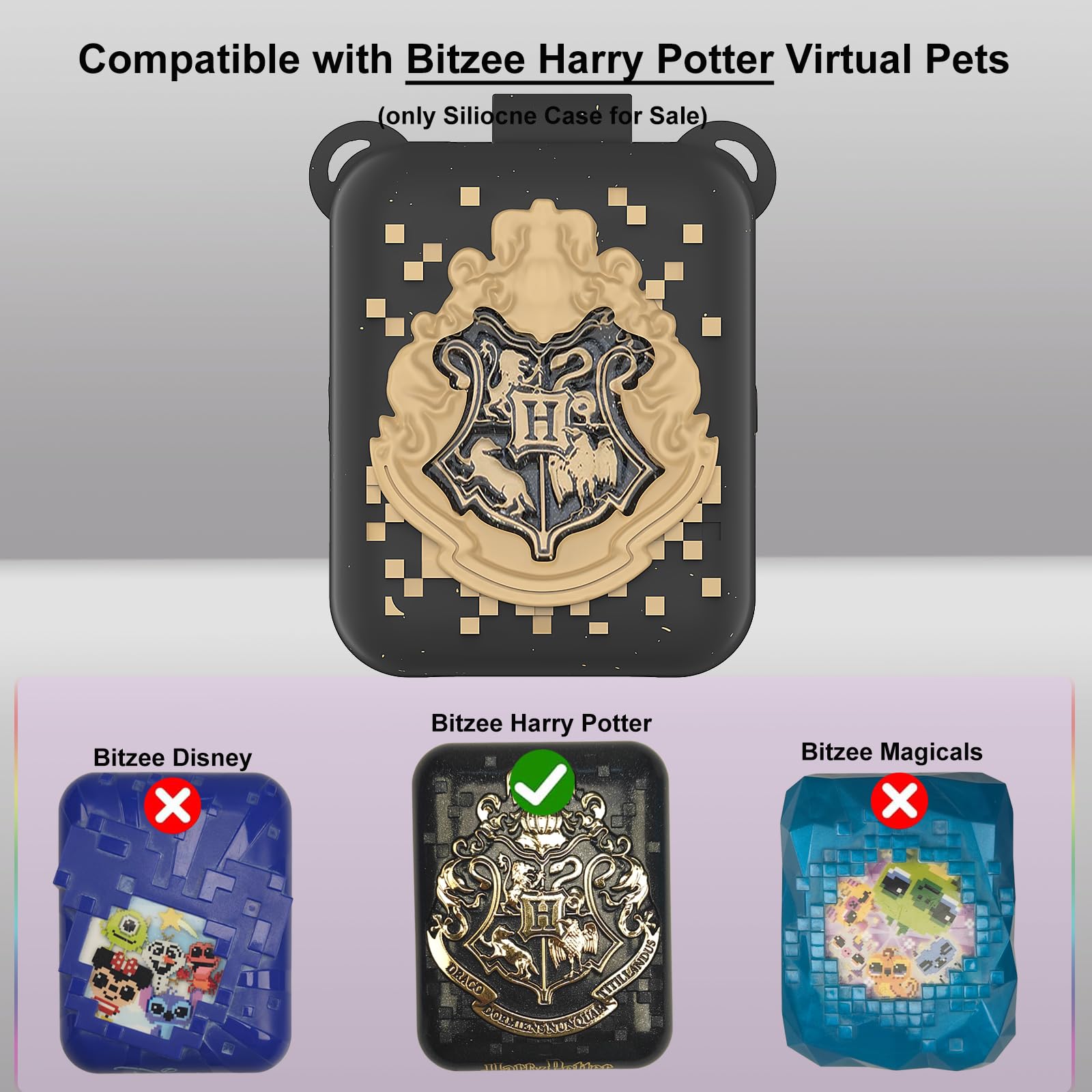 JCHPINE Silicone Cover Case for Harry Potter Bitzee – Protective Skin with Lanyard, Black
