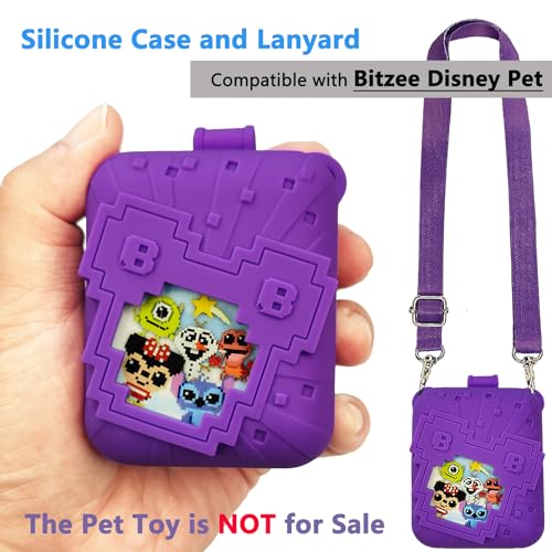 JCHPINE Silicone Cover for Bitzee Disney Digital Pet – Purple Protective Skin with Lanyard