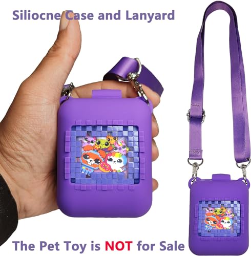 JCHPINE Silicone Cover for Bitzee Original Digital Pet - Purple Protective Case with Hand Strap
