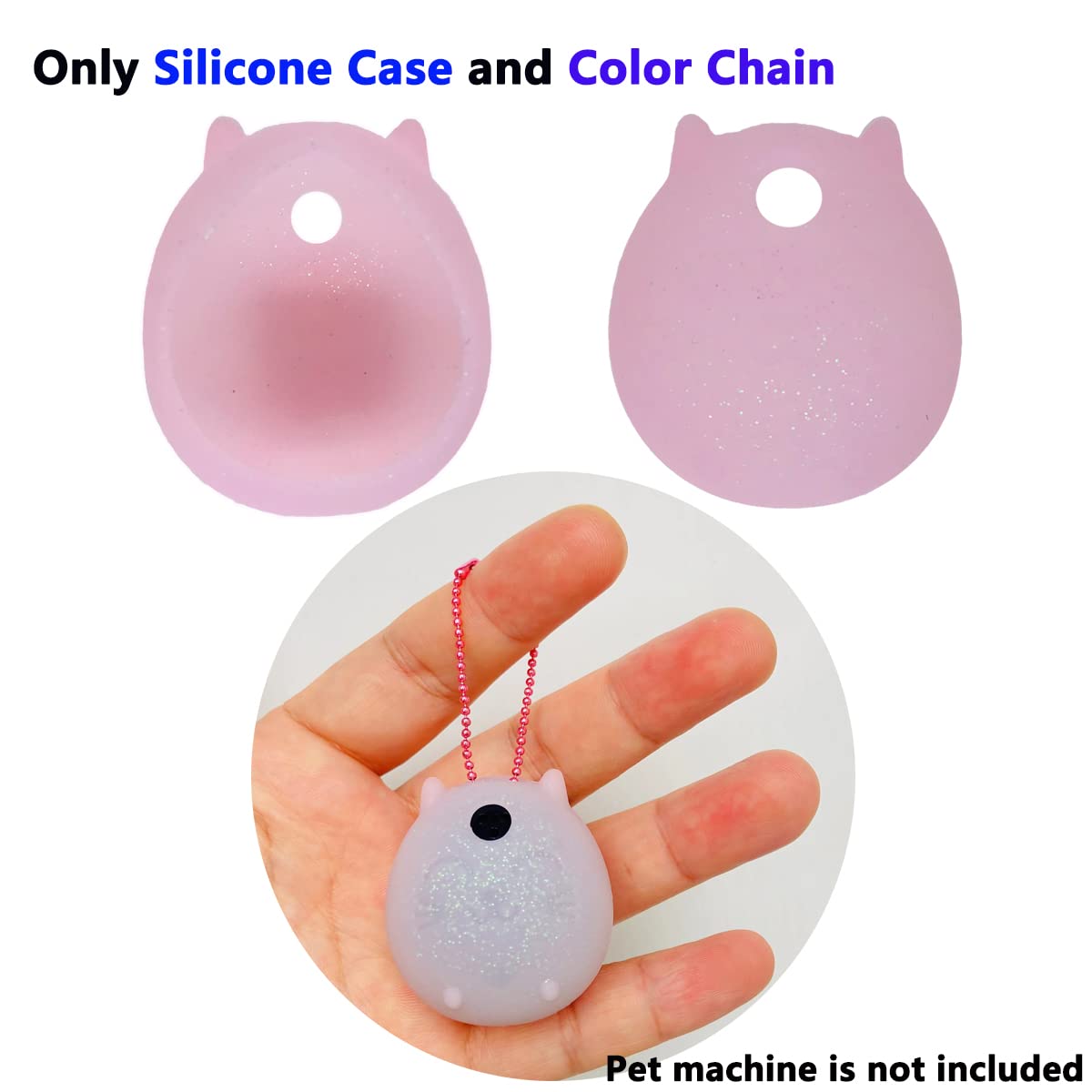 JCHPINE Silicone Cover for Tamagotchi Nano - Transparent Pink Protective Case for Jujutsu Kaisen, Hello Kitty, PAC-Man (Only Cover)