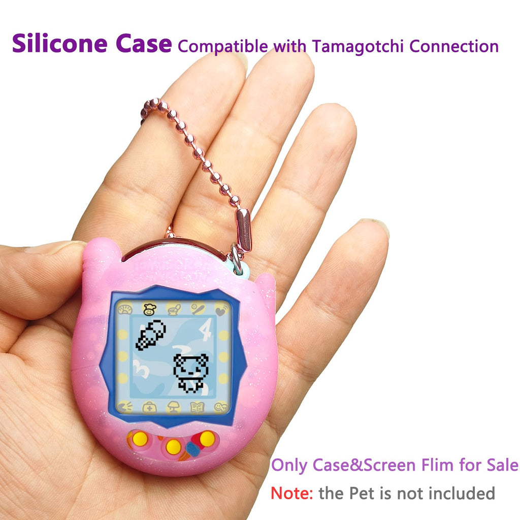 JCHPINE Silicone Cover & Screen Protector for Tamagotchi Connection – Pink