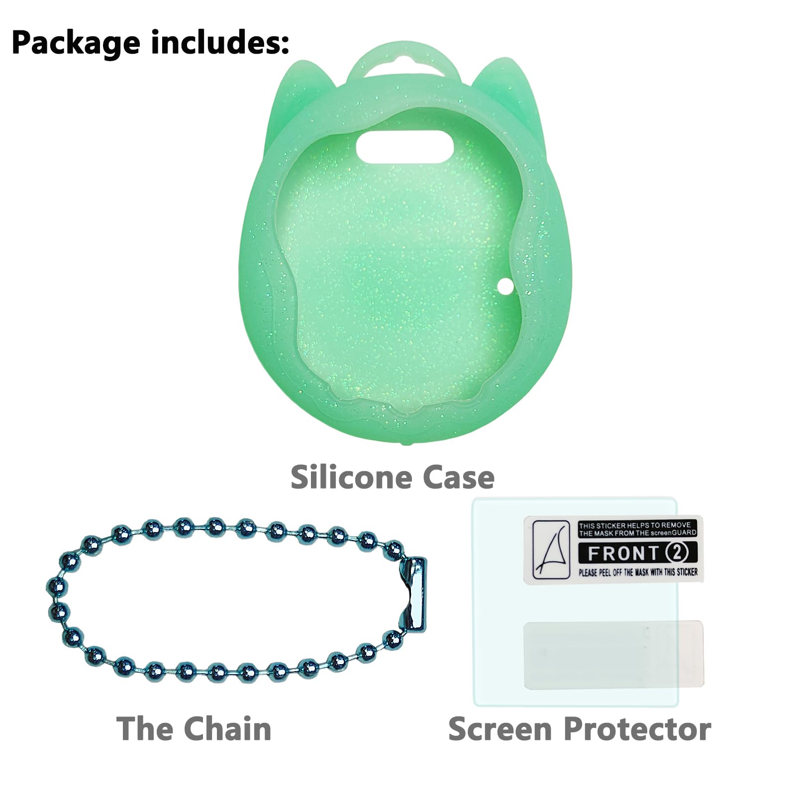 JCHPINE Teal Silicone Case for Tamagotchi Uni with Screen Protector and Color Chain